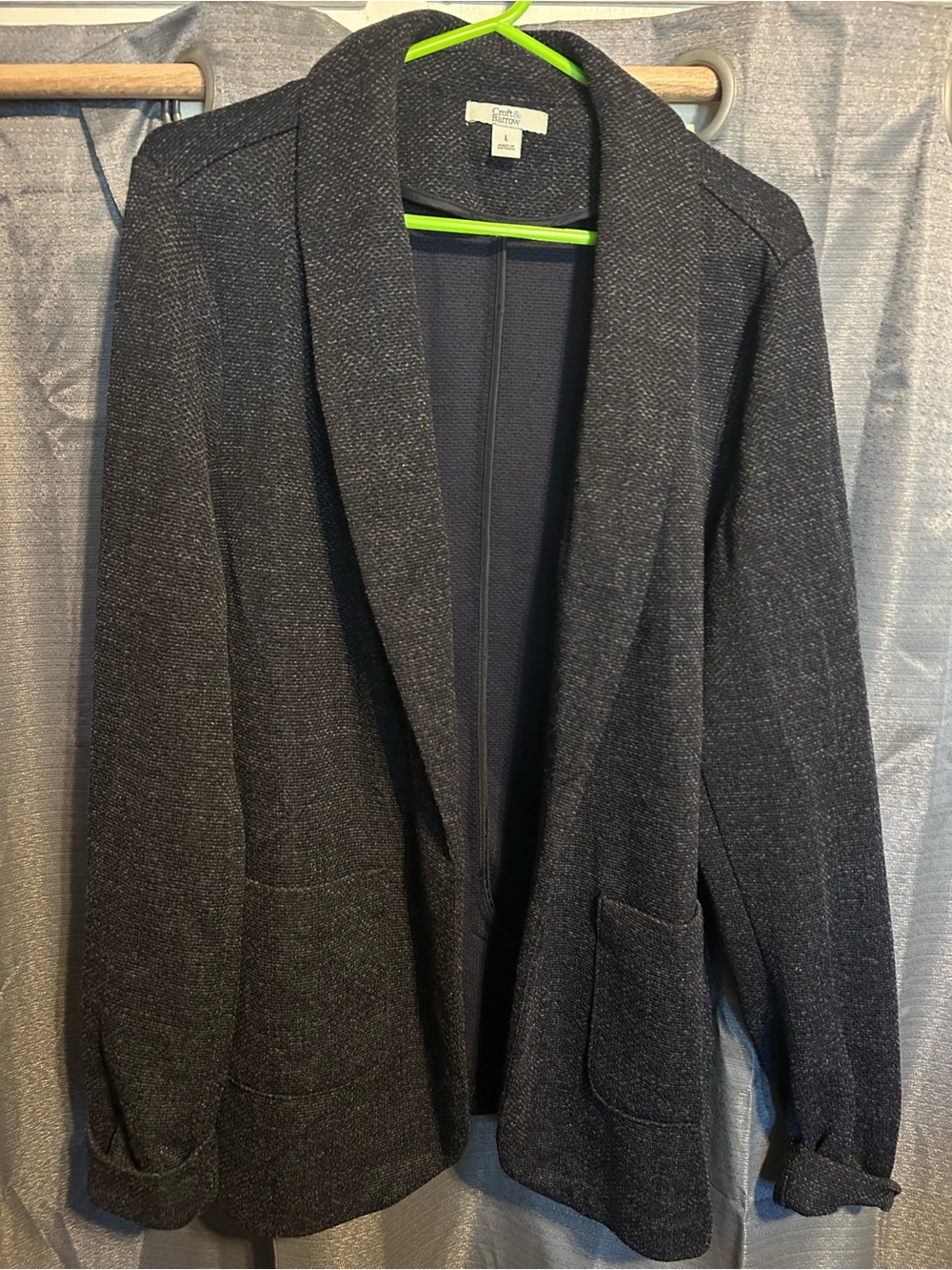 croft & barrow Black Textured Open-Front Cardigan